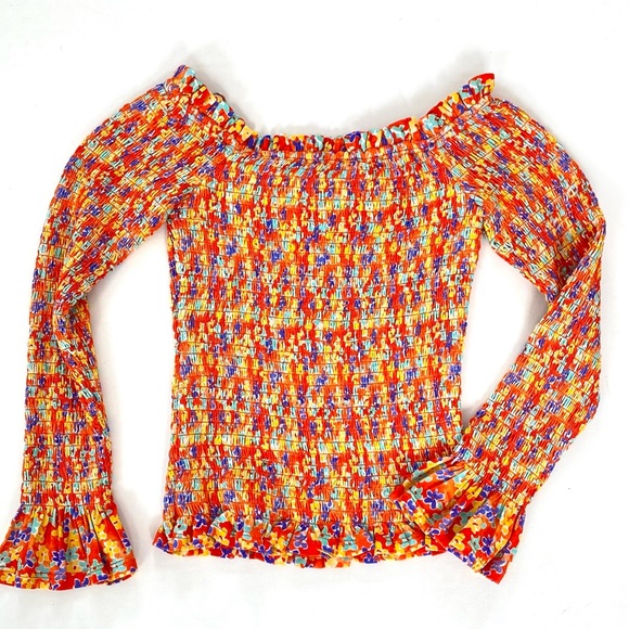 Caroline Constas XS Felicia Shirred Smocked Floral Off-the-Shoulder Top NWT - Picture 3 of 7